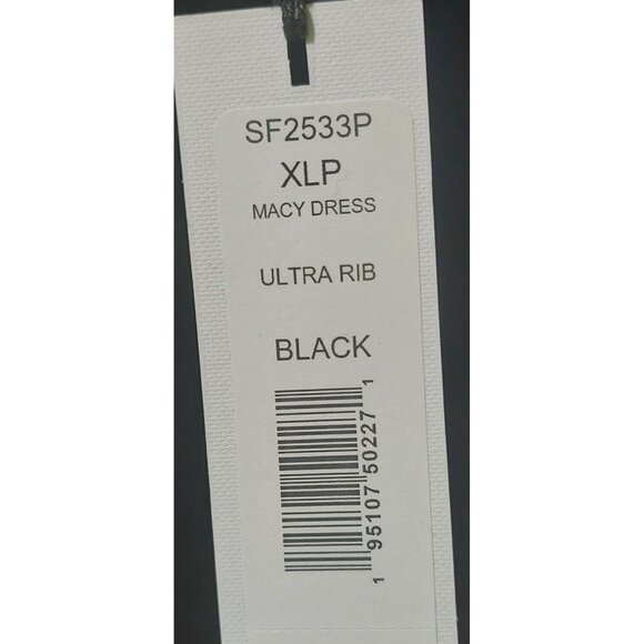 NWT Michael Stars Macy Dress XLP Ultra Rib Black Sleeveless Mock Neck W/ Ruching - Picture 7 of 7
